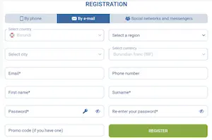 1xBet Registration