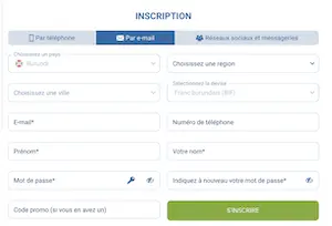 inscription 1xBet Burundi